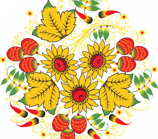 Обои картинки фото векторная графика, цветы, узор, ягоды