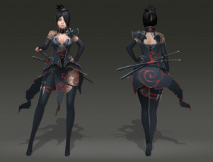 Картинка фэнтези девушки униформа взгляд фон девушка оружие тату