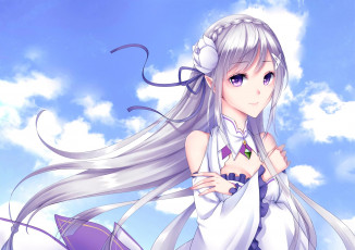 Картинка аниме re +zero+kara+hajimeru+isekai+seikatsu фон взгляд девушка