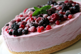 Картинка еда пироги смородина мята чизкейк ежевика малина