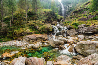 Картинка природа водопады водопад река лес