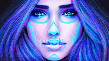 Картинка фэнтези девушки sugar skull лицо арт красота day of the dead