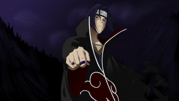 Картинка аниме naruto вороны кольцо жест учиха итачи