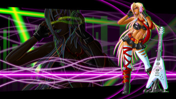 Картинка фэнтези девушки девушка фон гитара наушники