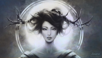 Картинка фэнтези существа девушка готика рога