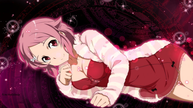 Обои картинки фото аниме, sword art online, взгляд, девушка, фон