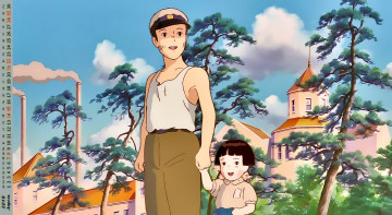 Картинка календари аниме здание дерево девочка юноша взгляд