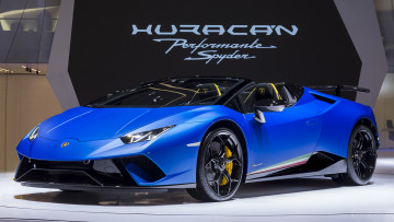 обоя lamborghini huracan spyder performante 2019, автомобили, выставки и уличные фото, lamborghini, huracan, spyder, performante, 2019, blue