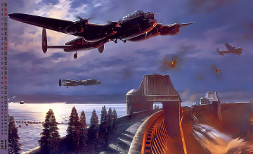 Картинка календари рисованные +векторная+графика вода дамба полет самолет