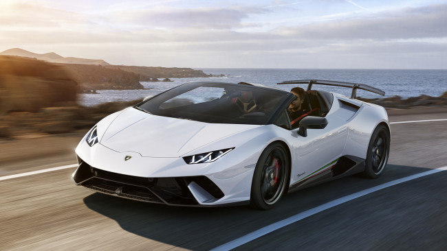 Обои картинки фото lamborghini huracan spyder performante 2019, автомобили, lamborghini, huracan, spyder, performante, 2019, белый