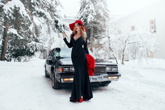 Обои картинки фото автомобили, -авто с девушками, cadillac