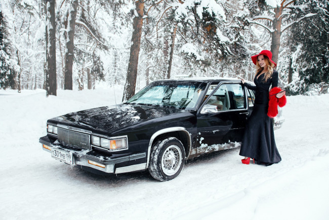 Обои картинки фото автомобили, -авто с девушками, cadillac