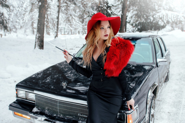 Обои картинки фото автомобили, -авто с девушками, cadillac