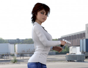 Картинка 3д+графика люди+ people девушка взгляд фон