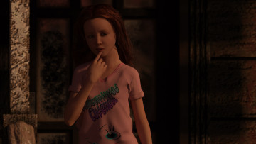 обоя 3д графика, люди , people, девочка, взгляд, фон