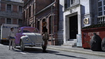 Картинка 3д+графика люди-авто мото+ people-+car+ +moto девушка взгляд фон