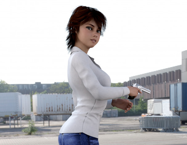 Обои картинки фото 3д графика, люди , people, девушка, взгляд, фон