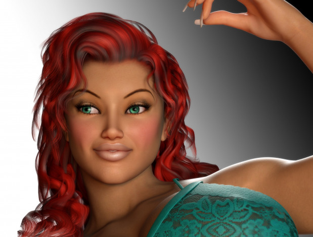 Обои картинки фото 3д графика, портрет , portraits, девушка, взгляд, фон