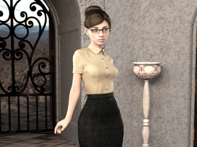 Обои картинки фото 3д графика, люди , people, фон, взгляд, девушка