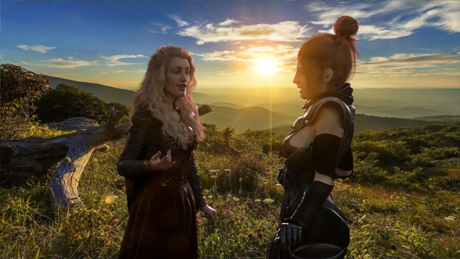 Обои картинки фото 3д графика, фантазия , fantasy, девушки, взгляд, фон