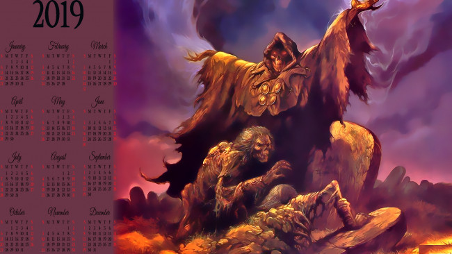 Обои картинки фото календари, фэнтези, скелет, капюшон, могила, нежить