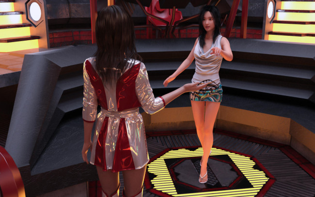 Обои картинки фото 3д графика, фантазия , fantasy, фон, взгляд, девушки