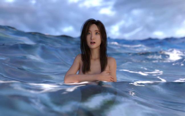 Обои картинки фото 3д графика, люди , people, фон, взгляд, девушка