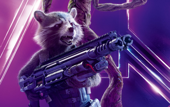 Обои картинки фото avengers,  infinity war, кино фильмы, боевик, фантастика, rocket, война, бесконечности, мстители, брэдли, купер