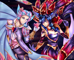 Картинка видео+игры league+of+legends rakan xayah сердечки