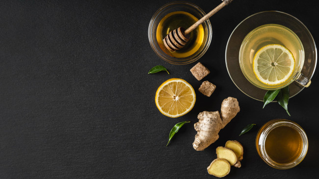 Обои картинки фото еда, напитки,  чай, мед, имбирь, чай, лимон
