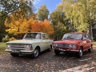 Картинка автомобили разные+вместе мoсквич 412 жигули лада
