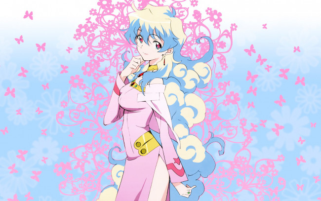 Обои картинки фото аниме, tengen toppa gurren-lagann, девушка, бабочки