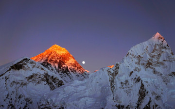 Картинка природа горы снег луна