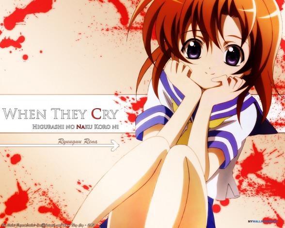 Обои картинки фото аниме, higurashi, no, naku, koro, ni, ryuuguu, rena