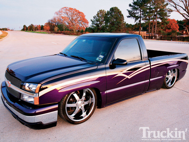 Обои картинки фото 2003, chevy, silverado, автомобили, custom, pick, up