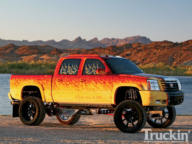 Обои картинки фото 2004, chevy, silverado, автомобили, custom, pick, up