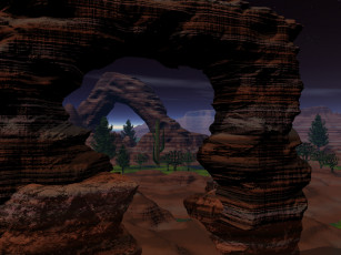 Картинка 3д графика nature landscape природа горы кактусы