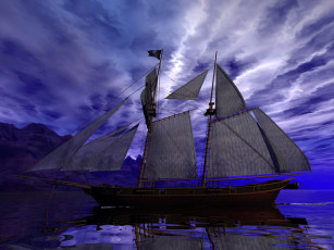 Картинка 3д графика sea undersea море парусник