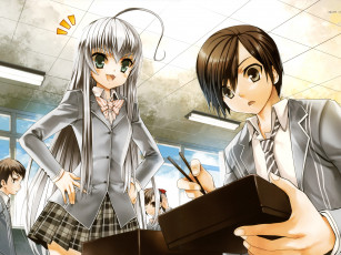 Картинка haiyore nyaruko san аниме yasaka mahiro школа девушка парень бэнто