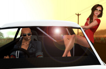 Картинка 3д графика people люди авто парень девушка очки