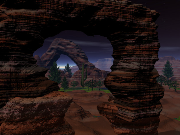 Обои картинки фото 3д, графика, nature, landscape, природа, горы, кактусы