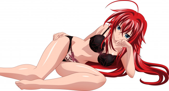 Обои картинки фото rias, gremory, аниме, highschool, dxd, голубые, глаза, длинные, волосы, девушка, красные