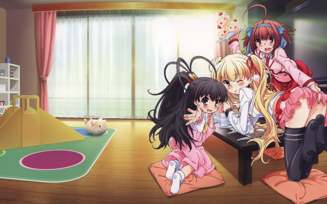 Обои картинки фото аниме, papa, no, iukoto, kikinasai, девушки, пироженное