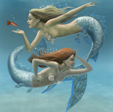 обоя фэнтези, русалки, рыбка