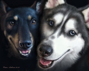 Картинка рисованные животные собаки мотоциклы