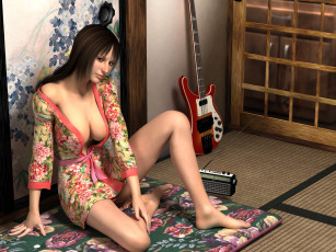 Картинка 3д графика people люди девушка гитара