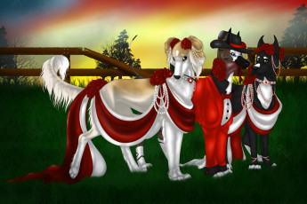 Картинка рисованные животные собаки лето