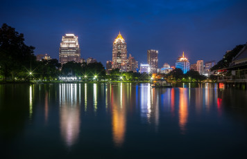 Картинка города бангкок таиланд отражение ночь hdr