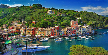 Картинка portofino liguria italia города амальфийское лигурийское побережье италия портофино лигурия бухта море здания пейзаж яхта катера