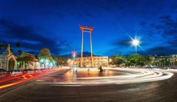 Картинка города бангкок таиланд дорога огни ночной город